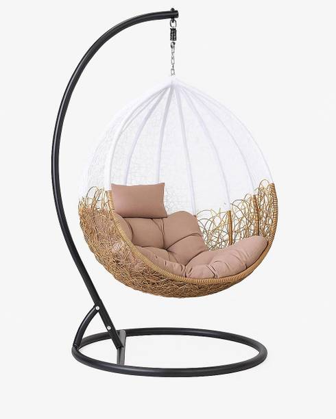 Loom and Leisure Hanging Egg Chair with Stand, Synthetic Wicker, Stainless Steel Hammock