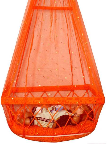 HURF CARE (0-2 YEARS) NEW BORN BABY PALNA JHULA SWING WITH NET FOR MOSQUITO PROTECTION Cotton, Wooden Large Swing