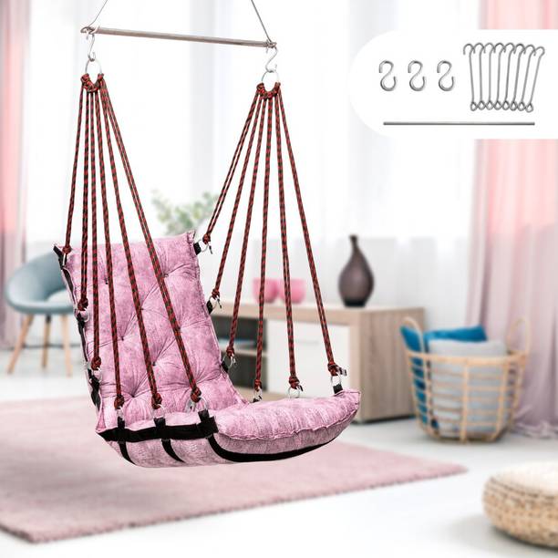 Curio Centre Soft Cotton Hammock Swing Chair-Pink Cotton Hammock
