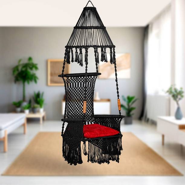 Curio Centre Maharaja Hanging Swing Jhula for Adults| Indoor/Outdoor Swing Chair with Cushion Polyester Hammock