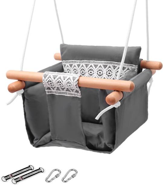 Meneflix Baby Swing Set Indoor & Outdoor Cotton, Canvas, Wooden Small Swing