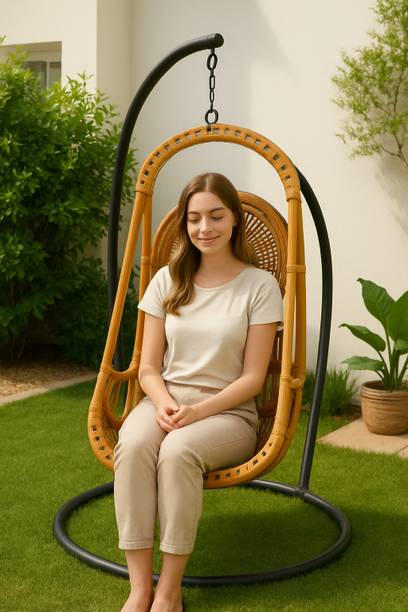 newway Premium Cane Jhula | Wooden swing for adults | Hanging Chair for Balcony & Room| Bamboo, Wooden Hammock