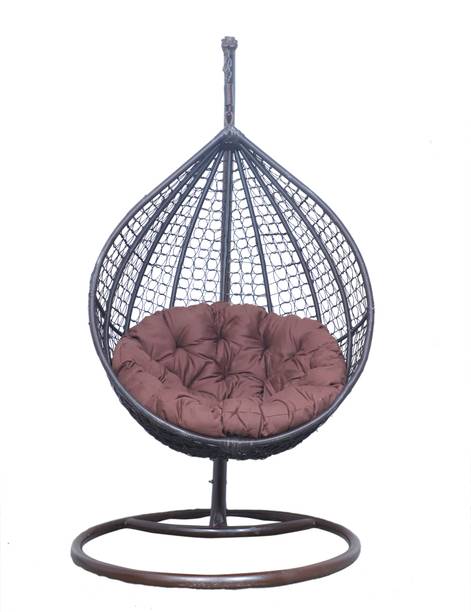 itaws Outdoor Hanging Chair With Soft Fluffy Cushion | Egg Swing Chair For Balcony Iron Hammock