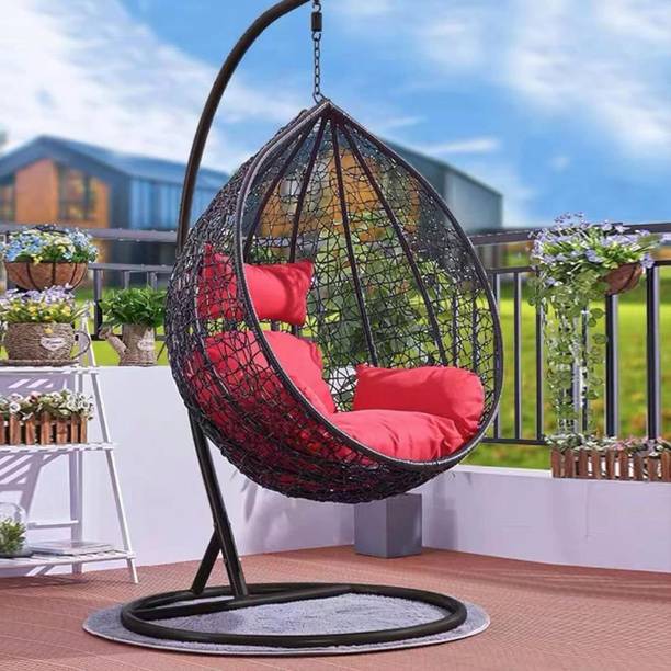 SPYDER HOME DECORE Single Seater Swing chair With Stand And Cushion For Adult Iron Hammock