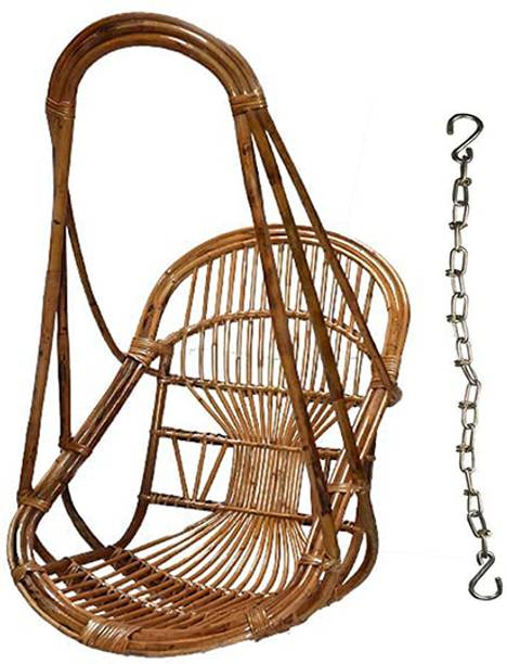 ZAANCREATION Hanging Chair Wooden Bamboo 100% Cane Swing Chair for Adults Bamboo Large Swing