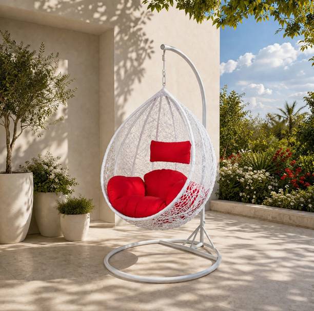 M/S BALA JI Stylish Hanging Egg Swing Chair with Cushioned Seating and Sturdy Stand Steel Large Swing
