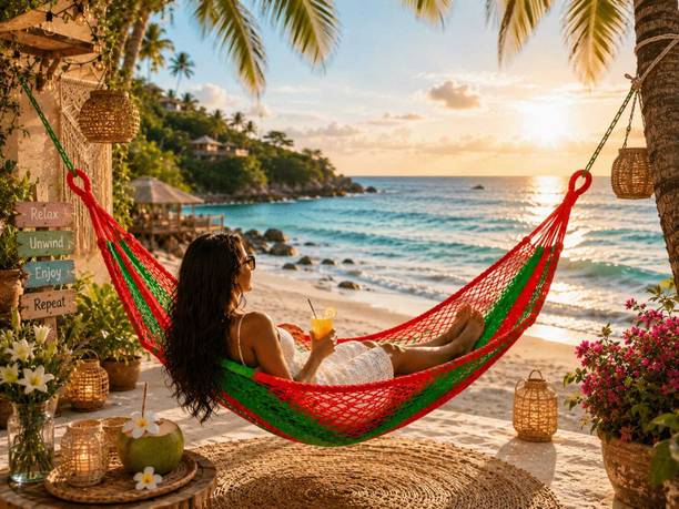 TEETLEY Nylon Hammock Net Swing Chair | Hanging Jhula for Home Balcony Garden Nylon Large Swing