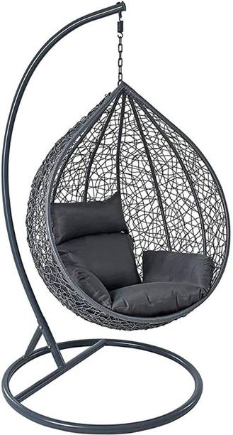 Divysa Outdoor Furniture Single Seater Swing Chair with Stand & Cushion Iron Hammock