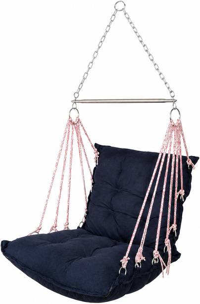 Indian Handistore Cotton Large Hanging Swing Chair with Cushion - Blue Cotton Large Swing