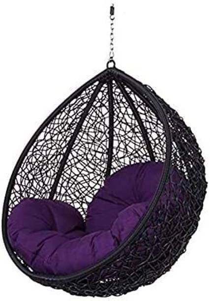 Idodf Luxury Hammock Swing Chair Hanging Egg Chair Jhula (Black With Purple) Steel Large Swing