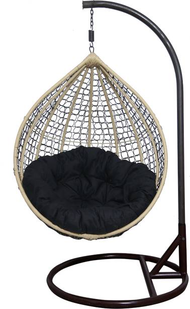 itaws Outdoor Hanging Chair With Soft Fluffy Cushion | Egg Swing Chair For Balcony Iron Hammock