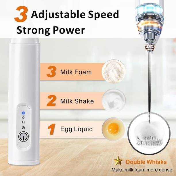 IMMUTABLE Milk Frother, USB Rechargeable Handheld Electric Foam Maker XXG27 12 Cups Coffee Maker