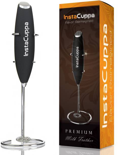 इंसतकुपपा Milk Frother with 1 Year Warranty & Stainless Steel Stand, Handheld Battery Operated Electric Foam Maker For Coffee, Latte, Cappuccino, Hot Chocolate 50 W हैंड ब्लेंडर