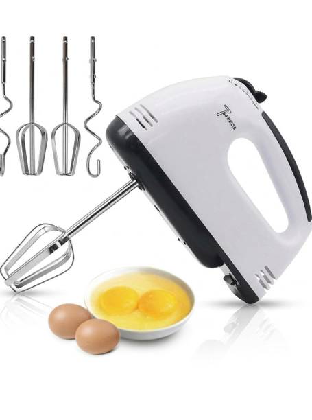 Elysium 260 W Electric Hand Mixer, White and Black, Multi-Speed Egg Beater Hand Blender, Electric Whisk
