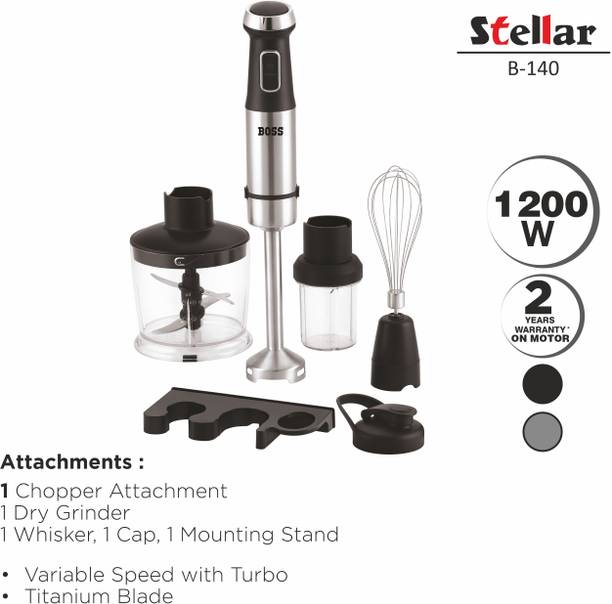 BOSS 1200 W Black Electric Whisk, Hand Blender, Stand Mixer, Chopper