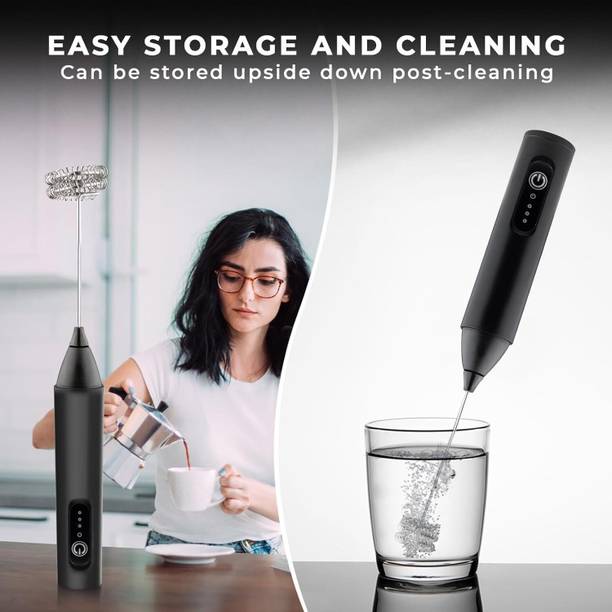 Ghoba 50 W Black Milk Frother Handheld USB, Electric Coffee Beater Hand Blender Hand Blender