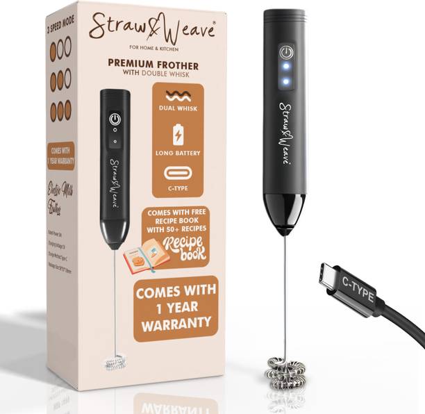 Straw&Weave 50 W Black Hand Blender, Electric Whisk