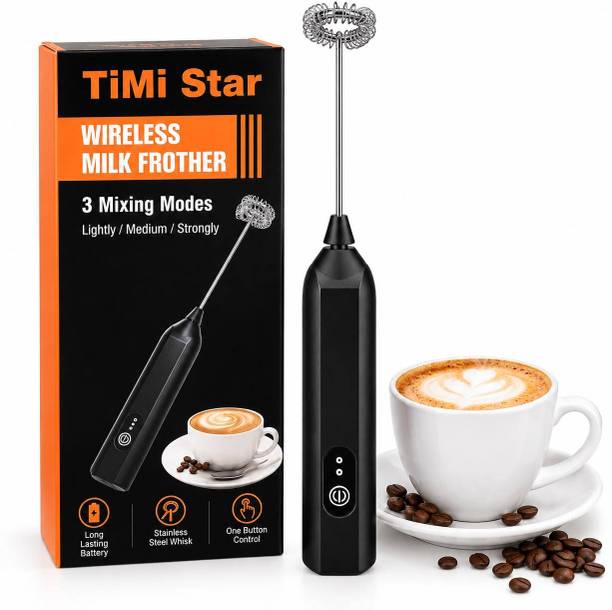 modern desigs TiMi Star Wireless Milk Frother with 3 Mixing Modes, Coffee Frother, Black Personal Coffee Maker