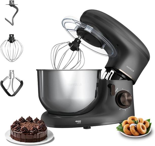 HAVELLS 1100 W Crescent Stand Mixer 1100W|100% Copper Motor|Rust Resistant 5.5L SS Bowl Stand Mixer
