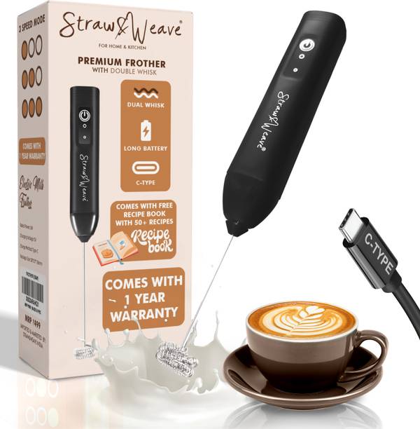 Straw&Weave 50 W Black Hand Blender, Electric Whisk