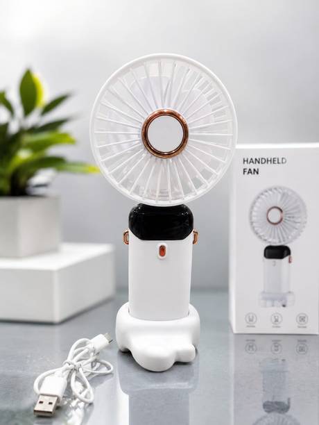 GAUTAM TOYS USB Rechargeable Handheld Mini Fan with Stand | 3 Speed Portable Fan White USB Rechargeable Handheld Mini Fan with Stand | 3 Speed Portable Fan White USB Charger