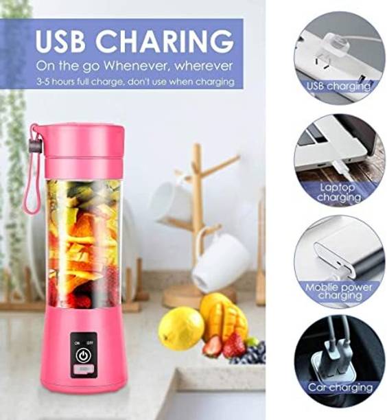 Offtrot Glass Juicer Bottle Blender Grinder Mixer,6 Blades Rechargeable Bottle Hand Juicer