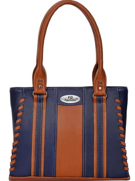 Women Tan, Blue Shoulder Bag - Extra Spacious
