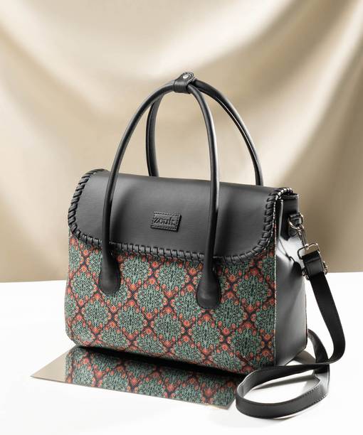 Women Green, Black Satchel