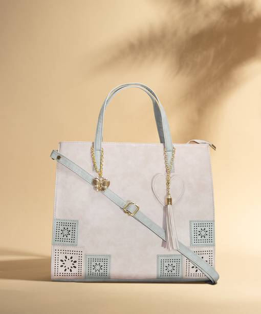 Women Pink, Grey Satchel - Extra Spacious