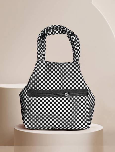Women Black, White Hand-held Bag - Regular Size