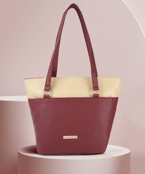 Women Maroon, Beige Tote