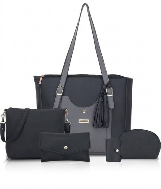 Women Black, Grey Hand-held Bag - Extra Spacious