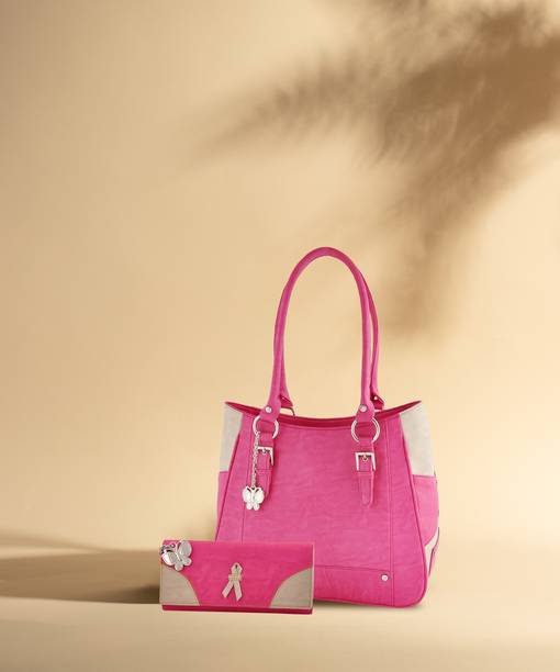 Women Pink, Beige Satchel - Extra Spacious