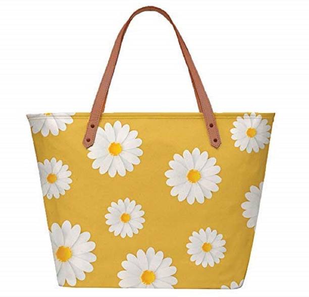 Women Yellow, White Tote