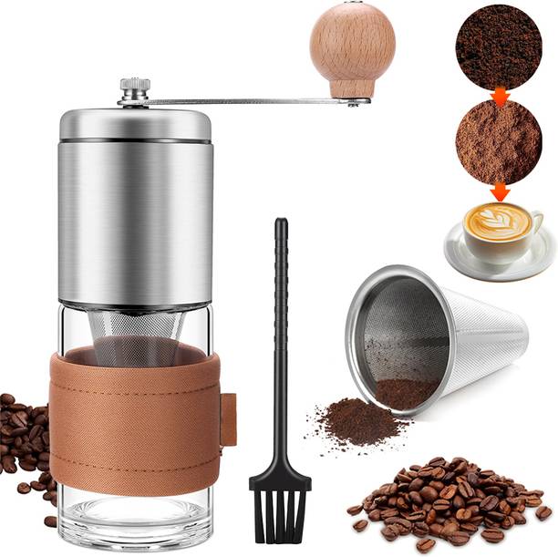 ELEPHANTBOAT Manual Coffee Grinder Stainless Steel Adjustable Hand Mill Personal Coffee Maker