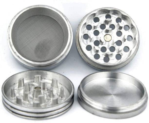 METIER 42mm Sliver Color Metal Herb Storage Grinder/Crusher with Honey Dust Filter -4 Parts (42mm) Hand Muller Grinder