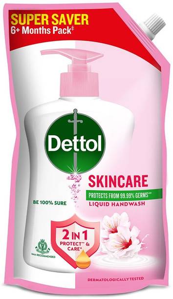 Dettol Germ Protection ph-Balanced Liquid Refill, Skincare Hand Wash Refill Pouch