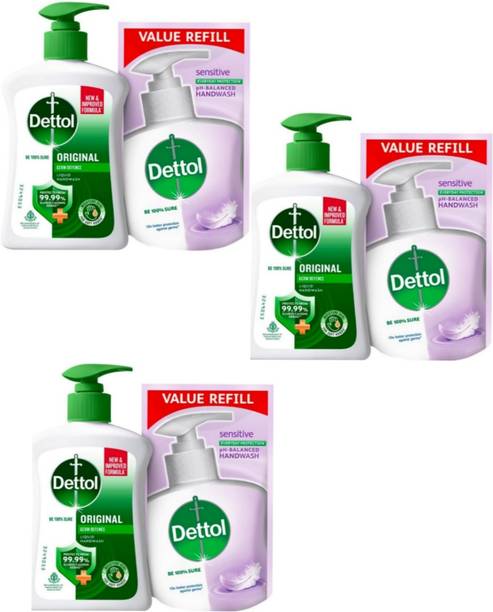 Dettol Liquid original hand wash pump relief 600 ml with 525 ml Hand Wash Pump + Refill