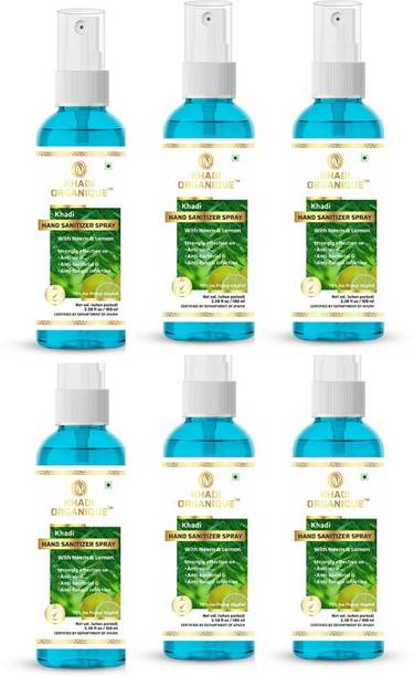 khadi ORGANIQUE Hand sanitizer Liquid Spray kills 99.99% germs with triple action formula Sanitizer Spray Bottle