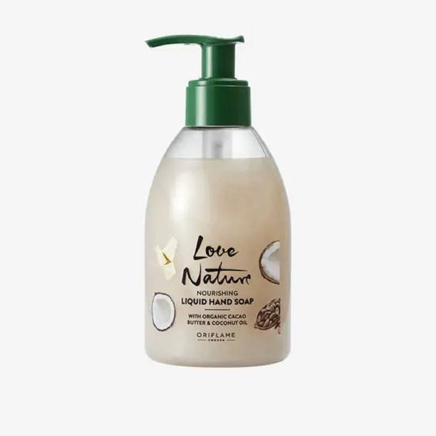 Oriflame Sweden Love Nature Nourishing Liquid Hand Soap with Organic Cacao Butter & Coconut Oil Hand Wash Pump Dispenser