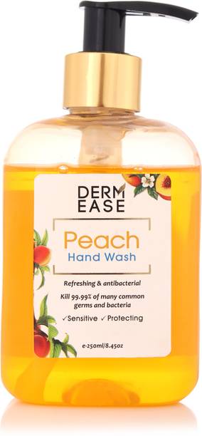 DERMEASE Hand Wash Enriched with Aloevera (100% Paraben free) With Goodness of Peach (250ML) Hand Wash Pump Dispenser