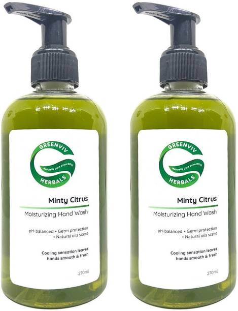 Greenviv Natural, Moisturising & Anti Bacterial, Minty Citrus Hand Wash Bottle + Dispenser