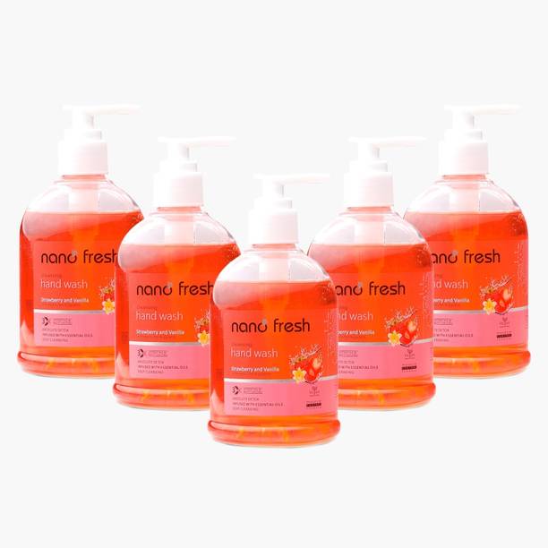 Nano Fresh Strawberry & Vanila Hand Wash With Shea Butter and Glycerin | Kills 99.9% Germs Hand Wash Pump Dispenser