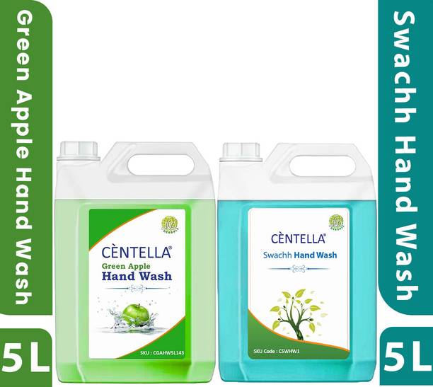 CENTELLA Green Apple & Swachh Handwash | Pack of 2 |Green Apple & Swachh Hand wash 5ltr.| Hand Wash Can
