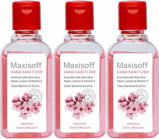Maxisoft Sanitizer (Cherry Blossom) | Aloe & Neem | Paraben Free Hand Sanitizer Bottle