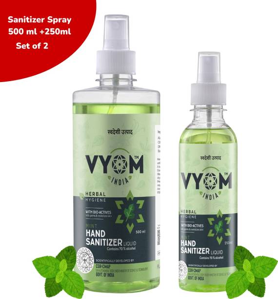 VYOM INDIA HerbalHygieneMintLiquidSanitizerSprayBottle Hand Sanitizer Bottle