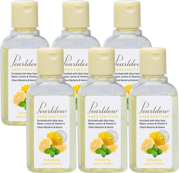 Pearldew (Lemon & Mint) | Aloe & Neem | Paraben Free 60 ml Hand Sanitizer Bottle