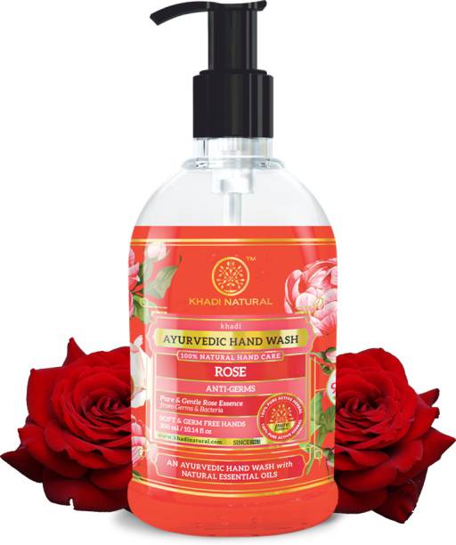 KHADI NATURAL Anti Germ Rose Hand Wash Bottle + Dispenser