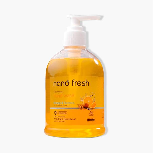 Nano Fresh Orange and Turmeric Hand Wash With Shea Butter and Glycerin | Kills 99.9% Germs Hand Wash Pump Dispenser