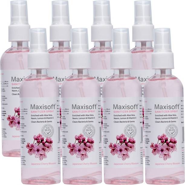 Maxisoft Sanitizer Spray (Cherry Blossom) 120 ml | Aloe & Neem | Paraben Free Hand Sanitizer Bottle